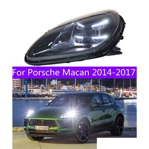 Phares d'assemblage de lumière de voiture pour Porsche un phare à LED 2014-20 18 Drl clignotant avant lentille de faisceau de route lampe de conduite goutte livrer Dhugl