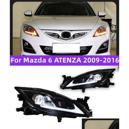 Auto Licht Montage Upgrade Koplamp Voor Mazda 6 Atenza 2009-20 16 Led Signaallichten Bi Projector Hoofd Lamp drop Levering Automobiles Otxjz