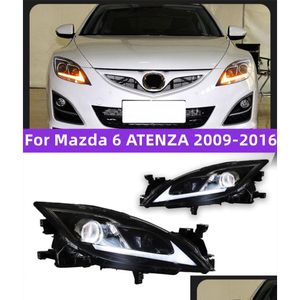 Ensemble d'éclairage de voiture phare de mise à niveau pour Mazda 6 Atenza 2009-20 16 feux de signalisation LED Bi projecteur lampe frontale livraison directe Automobiles Ot0Fn