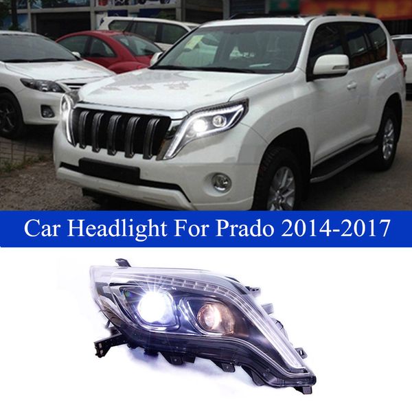 Luz de coche para Toyota Prado conjunto de faros LED 2014-2017 luces de Luz De Carretera diurnas lámpara de señal de giro dinámica