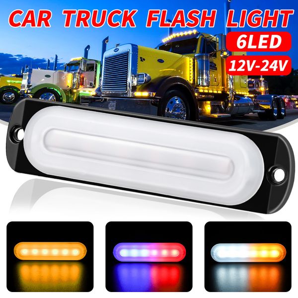 Lumière Flash de voiture et camion, 6 LED, avertissement clignotant, stroboscope 12V 24V, conseils de sécurité pour le travail, côté brouillard