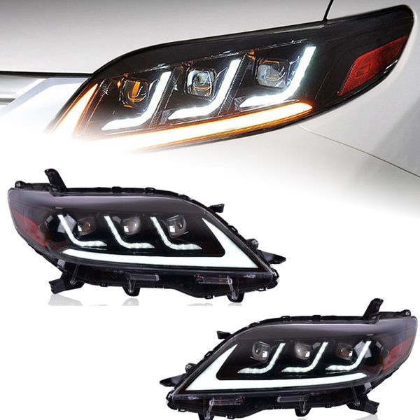 Ensemble de phares de voiture pour Toyota Sienna 2011 – 20, clignotant 19 LED, lumière diurne Hid Bi xénon, accessoire de phares automobiles