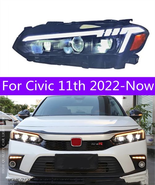 Feux de voiture pour Civic 11th 2022-maintenant, ensemble de phares automobiles LED, conception Audi améliorée, lentille de projecteur, lampe dynamique, outils, accessoires