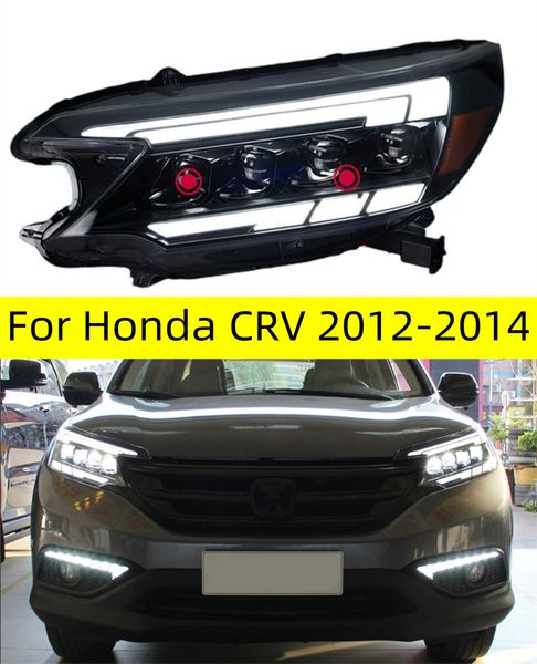 Luces de coche para CRV 2012-2014 CR-V LED conjunto de faros delanteros para automóvil actualización proyector 4 lentes lámpara de señal dinámica accesorios de herramientas