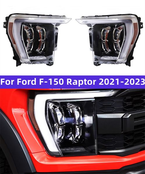 Luces de automóvil para Ford F-150 Raptor 20 21-2023 Actualización DRL Angel Eyes Diseño Conjunto de faros LED completo