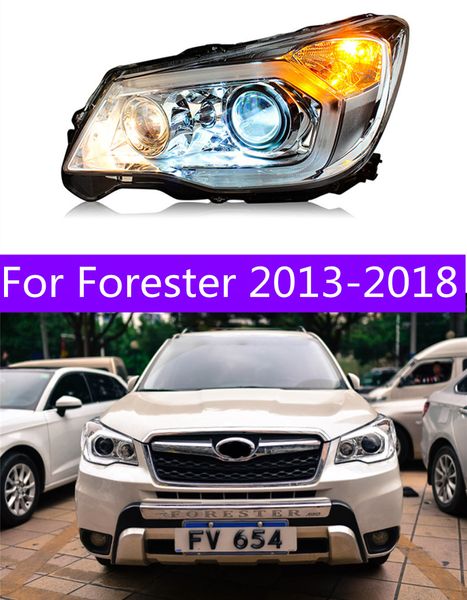 Feux de voiture pour Forester 2013 – 20, phares antibrouillard DRL à 18 LED, clignotant dynamique, yeux d'ange, lentille de projecteur, accessoires de mise à niveau