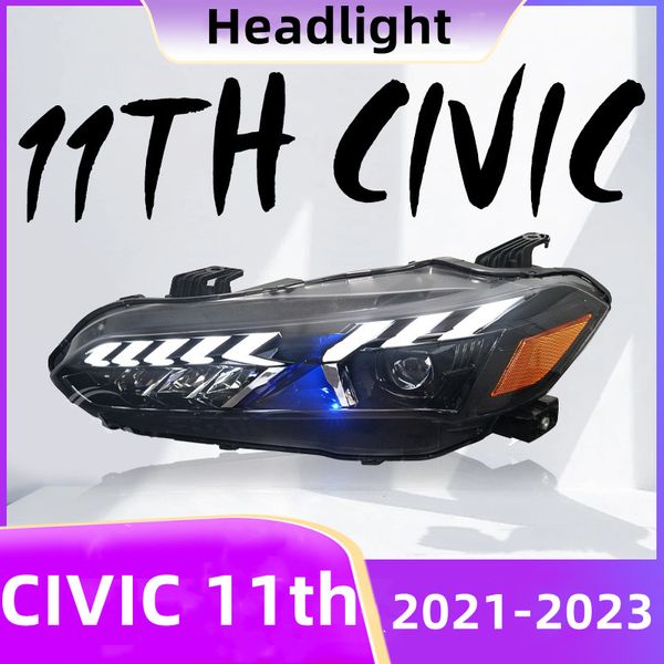 Luces de coche para Honda CIVIC 11th 20 21-2023, conjunto de faros LED, luces de Luz De Carretera, señal de giro, luz diurna