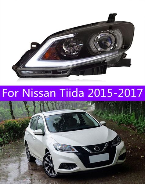 Feux de voiture pour Nissan Tiida 20 15-20 17, phares diurnes DRL, feux de route, lampe de conduite, accessoires de phares automobiles