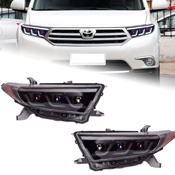 Feux de voiture pour Toyota Highlander 2012-2014 Kluger, phares avant LED DRL, feux de croisement et de route, clignotant