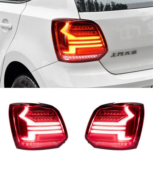 Laux de voiture pour VW Polo 2010-20 18 Plux de lampes arrière et jouez avec des feux arrière de pare-chocs arrière Dynamic Turning à LED