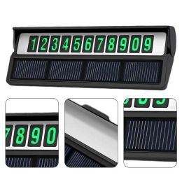 CAR Luminoso Temporada de estacionamiento Temporada Placa solar Solar Swiding Switch Número de teléfono de la tarjeta de estacionamiento del automóvil