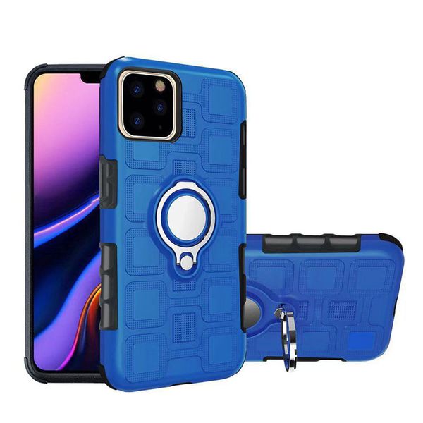 Soporte magnético para anillo de dedo para coche, funda protectora completa para teléfono, funda trasera dura para PC con soporte anticaída para iPhone 11 Pro Max Samsung S10 J2