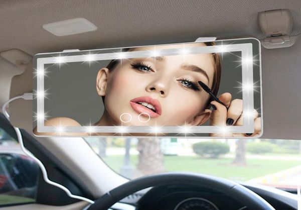 Miroir de maquillage de voiture miroir de maquillage de vanité LED rechargeable avec 60 lumières LED 3 modes d'éclairage miroir de pare-soleil arrière accessoires de voiture 3742135