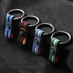 Auto-metaalleer Suede Styling Power Keychain Key Chain Ring voor Mercedes-Benz Audi Keychain Hangende Buckle-hooggepras blauw