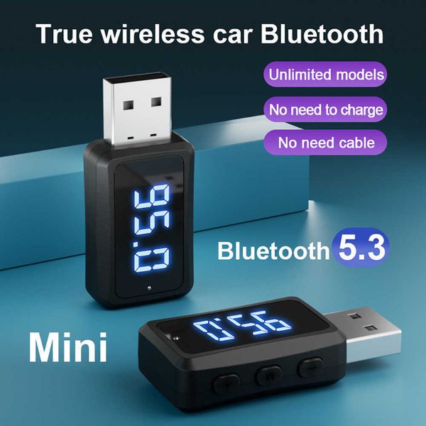 Mini transmetteur récepteur Fm Bluetooth 5.3 Usb pour voiture, avec affichage Led, Kit d'appel mains libres, Audio sans fil automatique pour Radio Fm