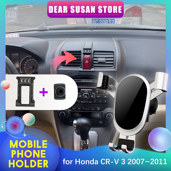 Soporte para teléfono móvil de coche para Honda CR-V CRV 3 2007 ~ 2011 GPS Air Vent Clip bandeja soporte adhesivo accesorios Samsung iPhone