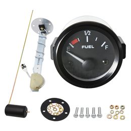 Jauge d'huile universelle 12V pour modification de voiture, jauge de niveau d'huile à pointeur noir 52MM avec flotteur d'huile