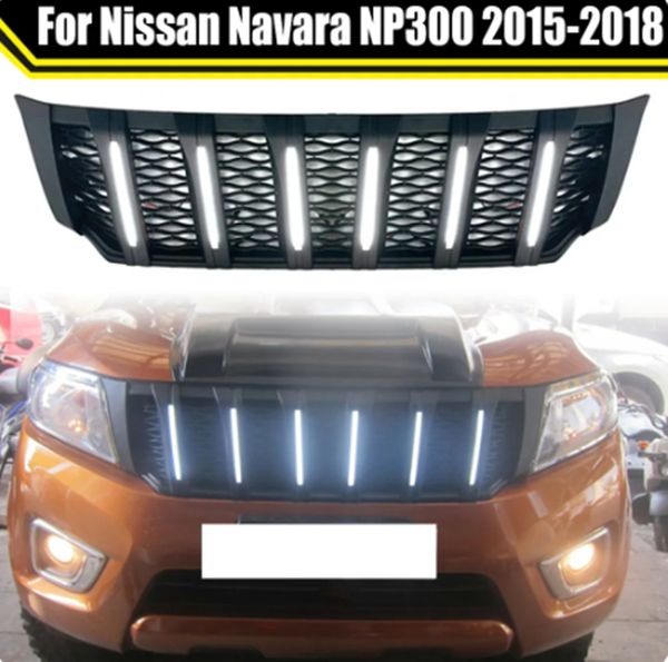 Rejilla delantera de carreras modificada para coche, cubierta de parachoques superior, parrilla de malla para Nissan Navara NP300 2015-2018, piezas de automóvil