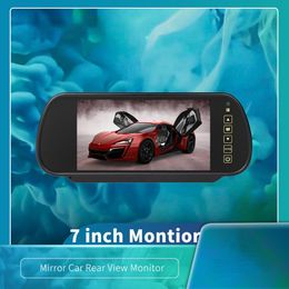 Automonitor 7 inch LCD -display achteruitkijk spiegel omkeren back -up achteraanzicht camera prioriteit AV LED Night Vision Hoge kwaliteit zwart
