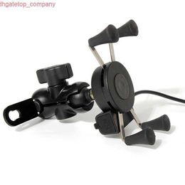 Auto motorfiets telefoonhouder scooter lader lader mobiele telefoon houder bracket USB auto laadbron navigatie met waterdichte schakelaar