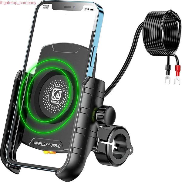 Support de téléphone de moto de voiture avec Qi 15W chargeur sans fil USB C 20W charge rapide étanche miroir guidon vélo support de téléphone portable