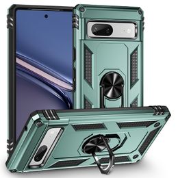 Auto -mount magnetische ringkoffers voor Google Pixel 7 Pro 6 6a 7a Case Standstand Dual Layer Combo Cover