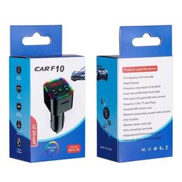 Auto MP3-speler Bluetooth 5.0 FM-zender Kit F9 F10 Telefoon oplader met kleurrijke sfeerlichten 3.1A Dual USB Opladen Adapter Draadloze Audio-ontvanger Handsfree