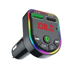 Auto mp3 -speler bluetooth 5.0 fm draadloze handsfree kit 3.1a f5 f6 zenden rgb omgevingslicht