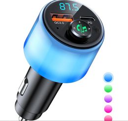 Car MP3 Player RVB Modulateur de lumière LED Affichage QC3.0 18W + PD 30W Chargeur rapide Bluetooth5.3 Émetteur FM BC90