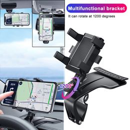 Support de téléphone portable multifonctionnel pour voiture, pare-soleil à 360 degrés, miroir de tableau de bord, support GPS pour téléphone, carte de stationnement 278P