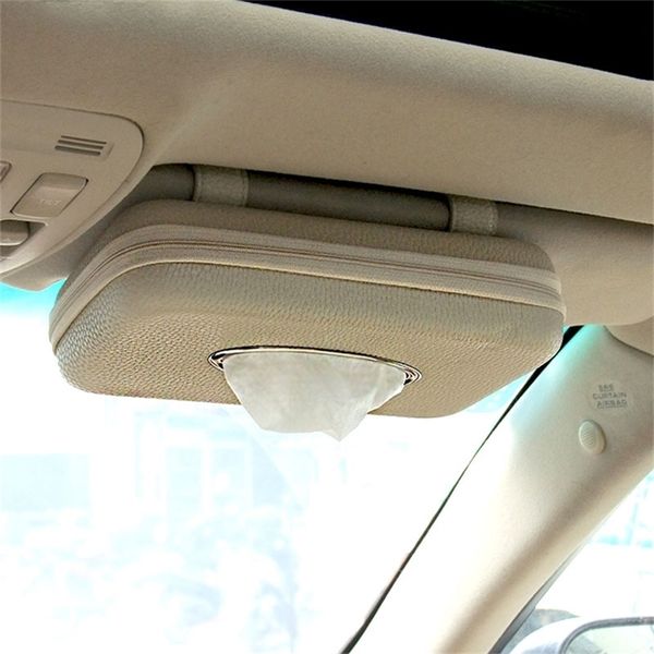 Porte-serviettes de voiture boîte à mouchoirs suspendue boîtes de rangement de pare-soleil automatique en cuir microfibre pare-soleil porte-papier 220523