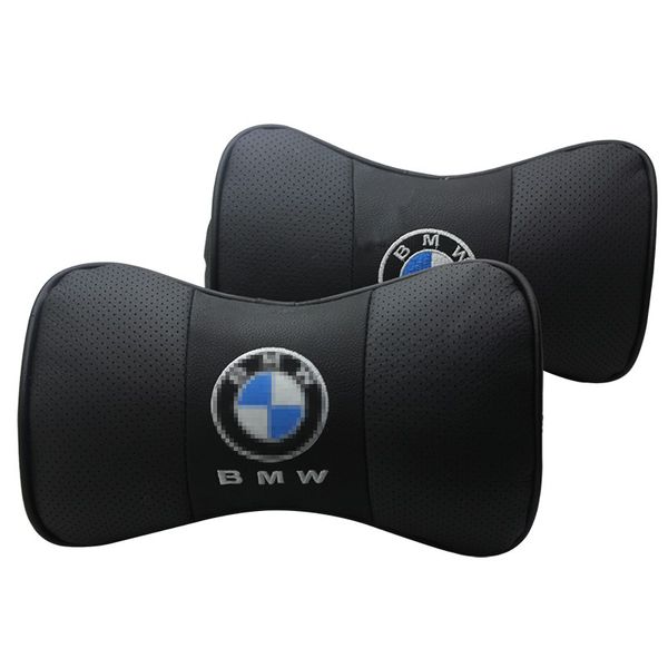 Oreiller de cou de voiture ceinture d'appui-tête en cuir respirant pour BMW LOGO E60 E30 F30 F10 F20 E36 F15 F25 E34 E38 E87 E39 E53 X1 X5 M3 M5 G20 E92 E65