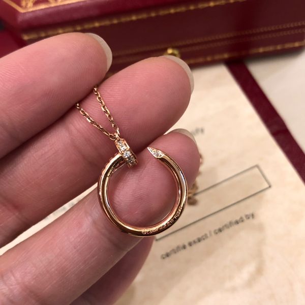 Collier à ongles Tier Tier Même réplique de bijoux fins cuivre K Gold avec collier de boîte pour femmes Collier de créateur Rose Gold Valentin Cadeau