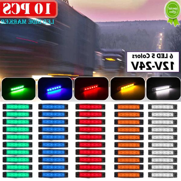 Voiture nouveau 12V/24V 10 pièces LED camion remorque voyant d'avertissement camion indicateur côté marqueur étanche lumière avec 6 LED 5 couleurs lampe stroboscopique