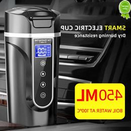 Auto NIEUW 12V 24V Auto verwarming Cup 304 Roestvrij stalen water Warmer -fles Kettel Koffie Mok LCD Display Temperatuur Voertuigverwarming Cup