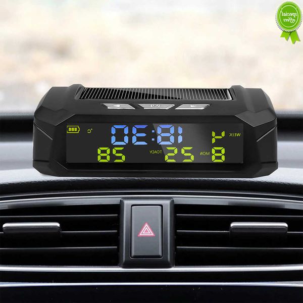 Voiture nouvelle horloge de voiture Look horloge numérique de voiture solaire avec affichage LCD accessoires automatiques pour pièces uniques ornements de voiture portables