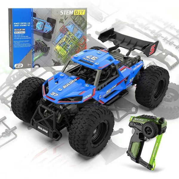 Car Nouveau bricolage auto-assemblage RC voiture jouets hors route monstre 2.4G télécommande dérive chenille voiture 1:18 escalade voiture de course électrique garçon T