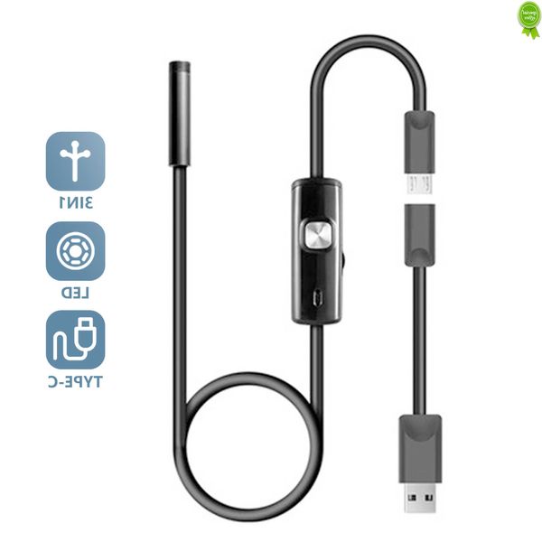 Voiture nouvelle caméra endoscope industrielle IP68 étanche 7mm 720P 3IN1 pour téléphones Android PC USB 6 LED lumières réglables pour outil de réparation de voiture