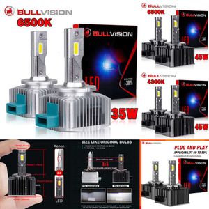 Auto Nieuwe Nieuwe Bullvision D3S LED-koplampen HID D1S D2S D4S D5S D8S D1R D2R D3R Turbo LED 35000LM Dubbelzijdig CSP Chip 6500 K 4300 K 90 W Plug Play