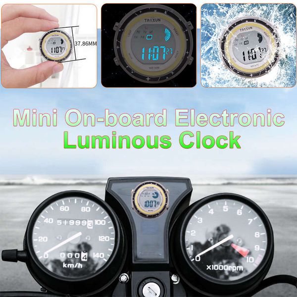 Voiture nouvelle nouvelle universelle lumière froide Moto horloge étanche montre Stick-On Moto montage horloge numérique Moto accessoires Moto style