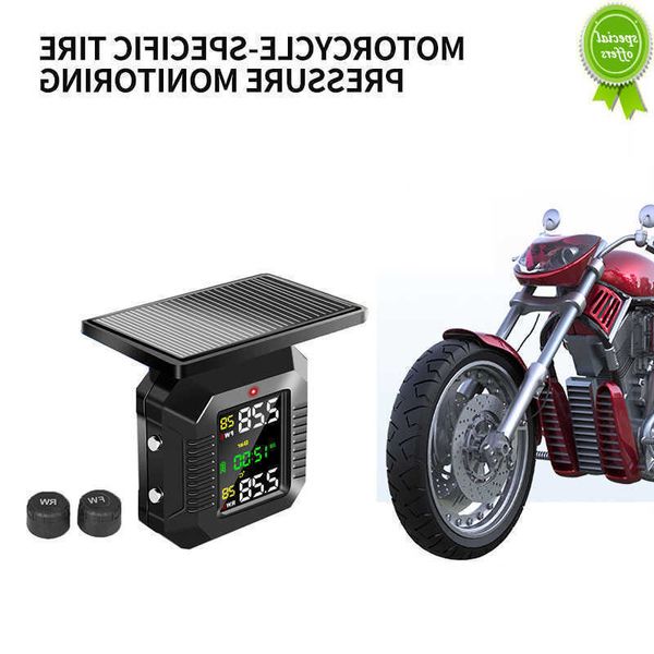 Coche Nuevo Solar Digital Motocicletas TPMS Sistema inalámbrico de monitoreo de presión de neumáticos Energía solar Pantalla LCD Sensor externo de alimentación USB