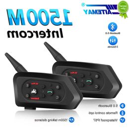 Voiture Nouveau V6 Plus Bluetooth Casque De Moto Interphone Casque 1500M Interphone Communicateur pour 6 Coureurs Étanche Intercomunicador Moto