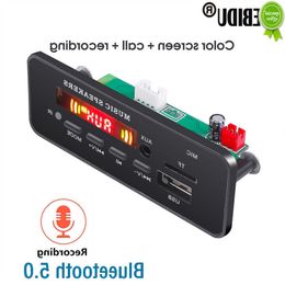 Auto nieuw met microfoon Bluetooth 5.0 HandsFree 5V-12V MP3 Decording Board Module TF-kaartsleuf 3.5mm USB AUX FM Radio Audio Adapter
