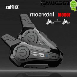Car New Plus Intercom Motorcycle Casque Bluetooth pour 2 cavaliers 1000m Intercomunicador Moto Interphone Headsset