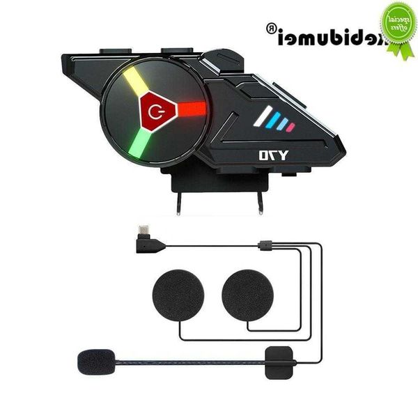 Coche nuevo Y70 motocicleta Bluetooth FM casco auriculares estéreo 2000 mAh batería impermeable música altavoz con atmósfera lámpara LED auricular