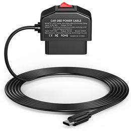 Kit de câblage de câble d'alimentation OBD pour voiture, stationnement 24 heures sur 24 avec port Mini Mico USB Type C, câbles de chargement 5V 3A pour XiaoMi 70Mai YI 360 Dash Cam DVR GPS
