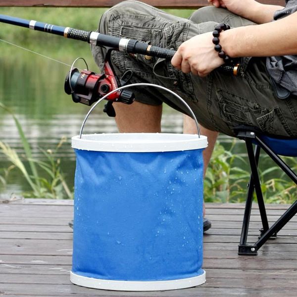 Organizador de coche, cubo plegable de 11L, para acampar al aire libre, pesca, fregona de lavado portátil, herramientas de limpieza para el hogar