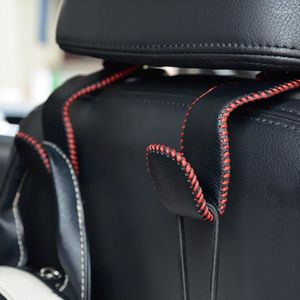 Organisateur de voiture 2 piècesCrochets de siège en cuir Sac de rangement Accessoires pour vêtements Parapluies Sacs d'épicerie Sacs à main