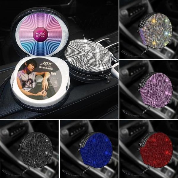 Organisateur de voiture 2021 Portable luxe CD étui support Oxford tissu DVD disque sac de rangement Bling accessoires pour Woman278V