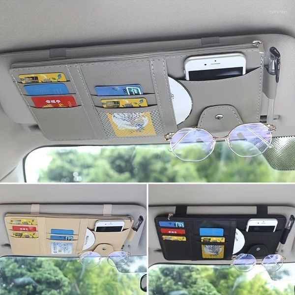 Organizador de automóviles 2024 Sun Visor Tipo de cremallera Titular de la tarjeta Almacenamiento Estilo Auto Bolsa Accesorios